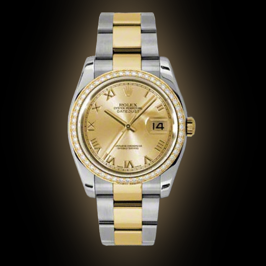 Rolex Datejust 36 116243 Champagne Dial, 18k Yellow Gold, Oyster