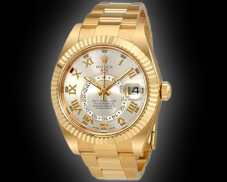 Rolex Sky-Dweller 326938 Silver Dial, 18kt Yellow Gold, mm