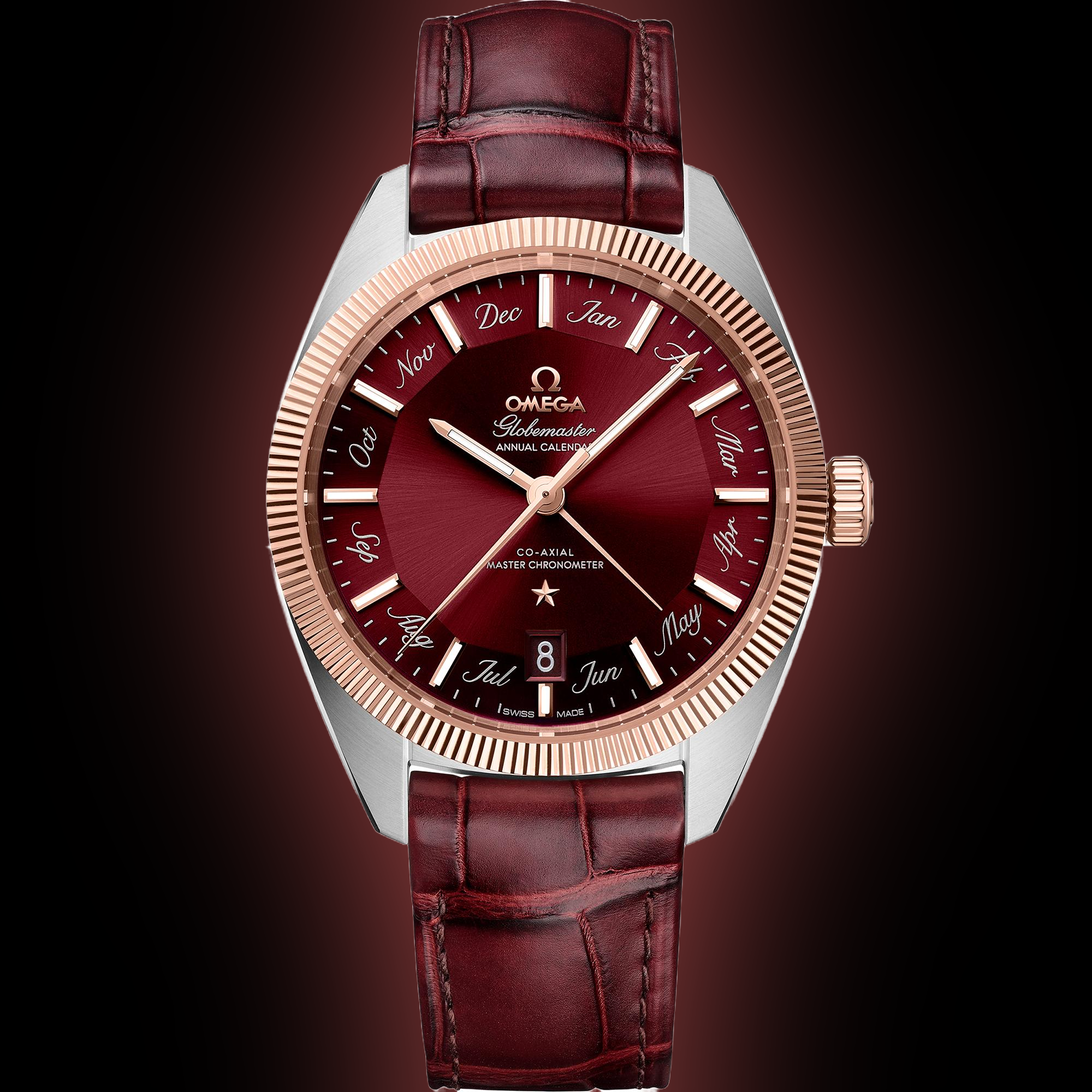 Omega Constellation Globemaster Red Dial, 18K Sedna Gold
