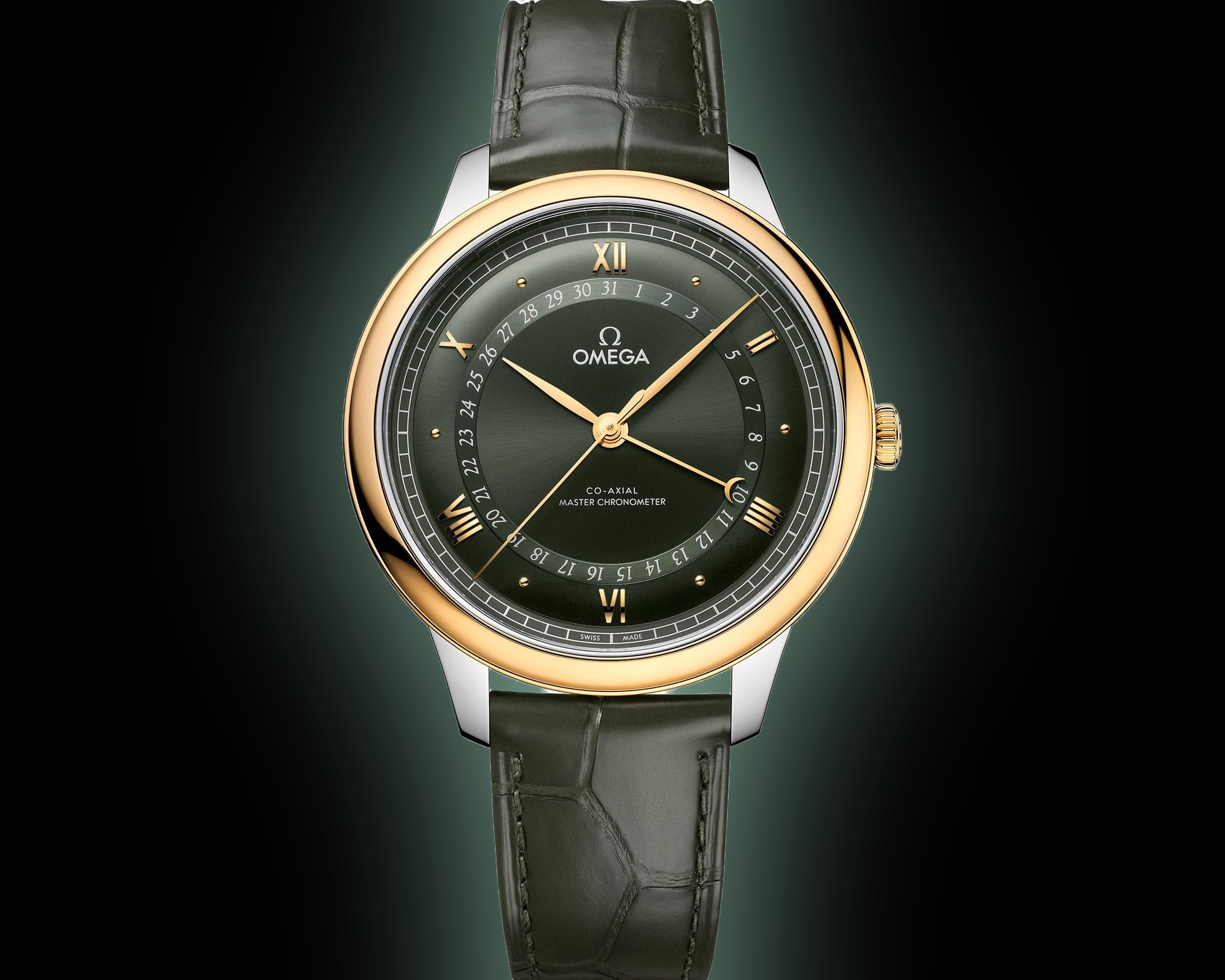 Omega De Ville Prestige 434.23 Green Dial, 18K Yellow Gold, 42.0