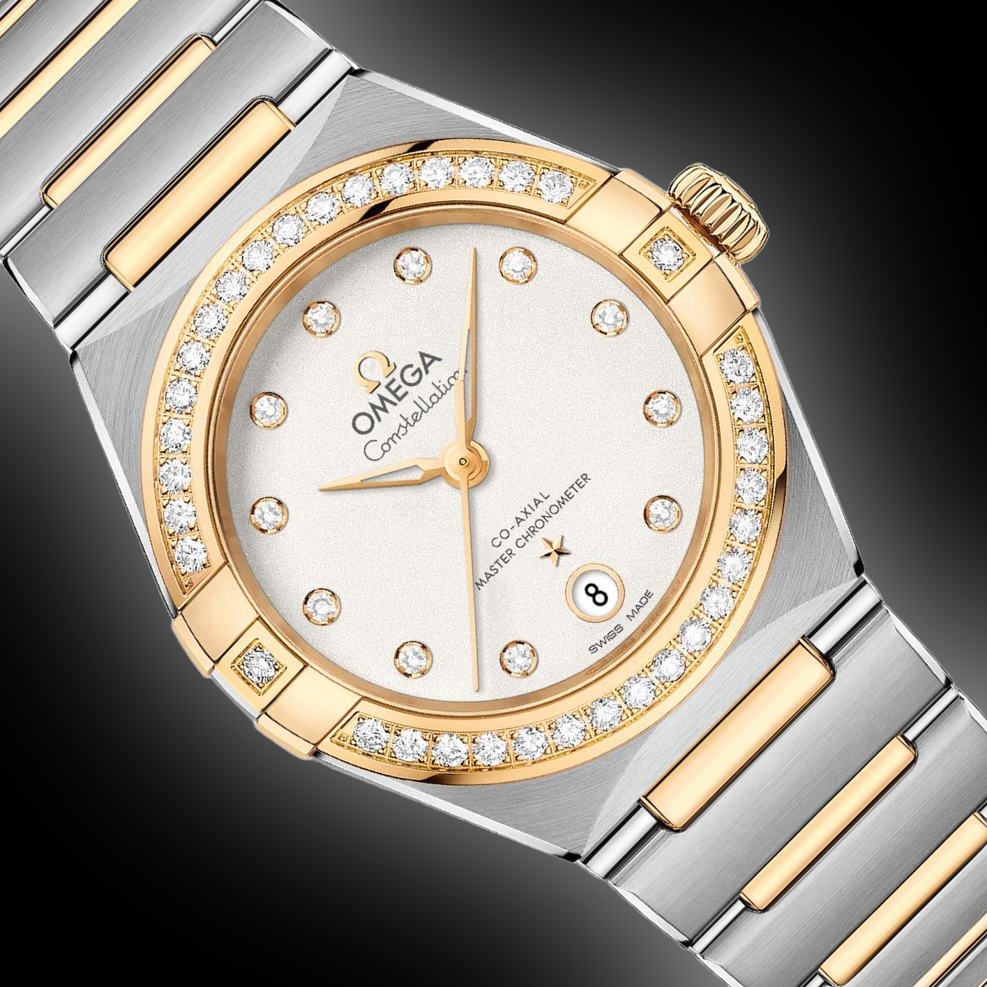 オルゴール Omega Constellation 131.25 White Slivery Dial, 18K Yellow