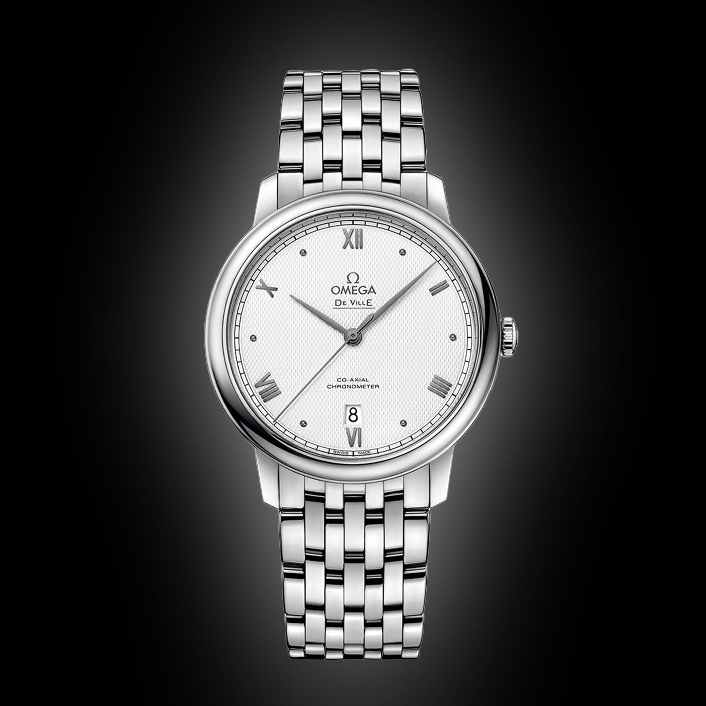 Omega De Ville Prestige 424.10 Opaline Silvery Dial, Stainless 