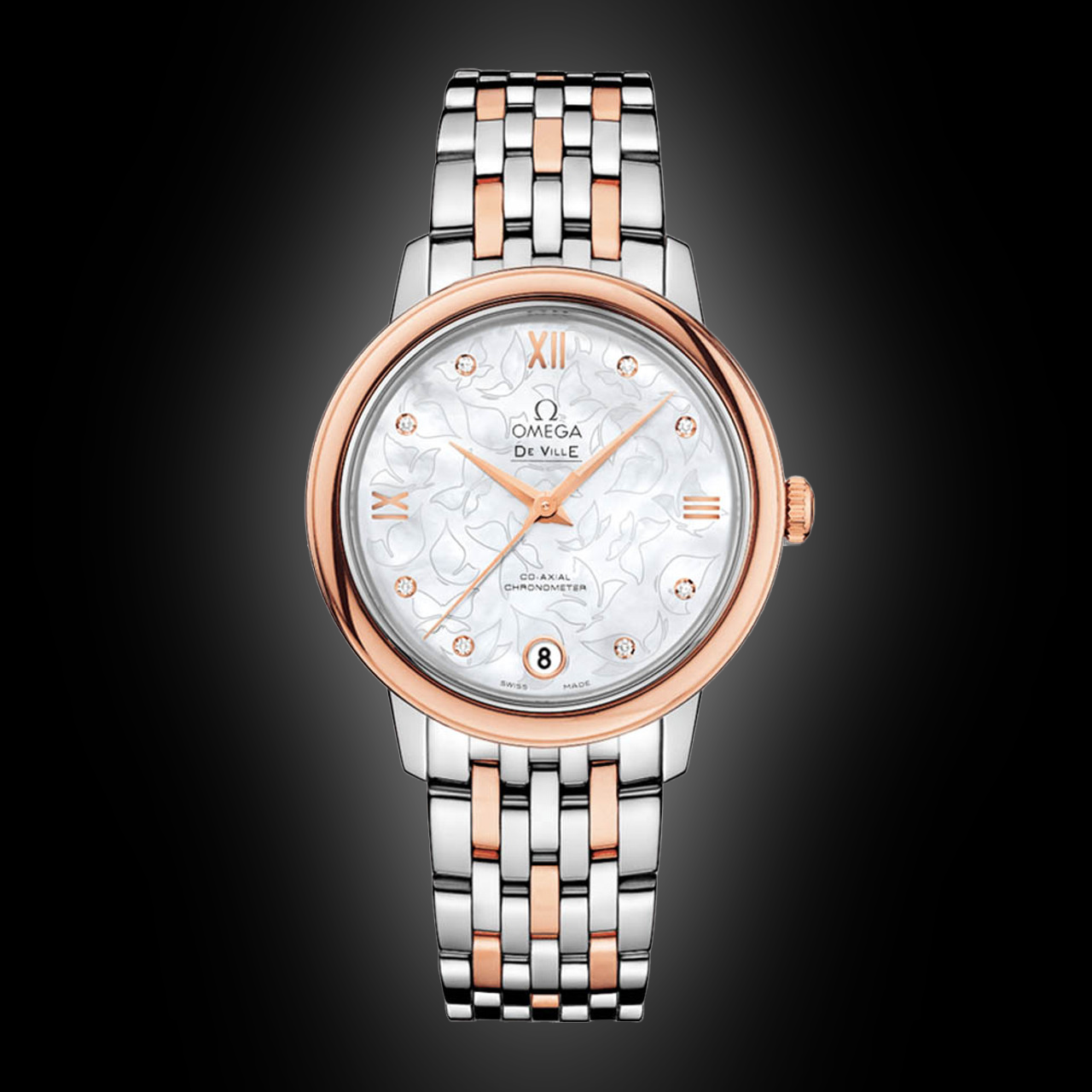 OMEGA De Ville Prestige 424.20.33.20.53.001 8P diamond Automatic Ladies _952731 Amazon.com: Omega De Ville Prestige Automatic White Mother  main image 2