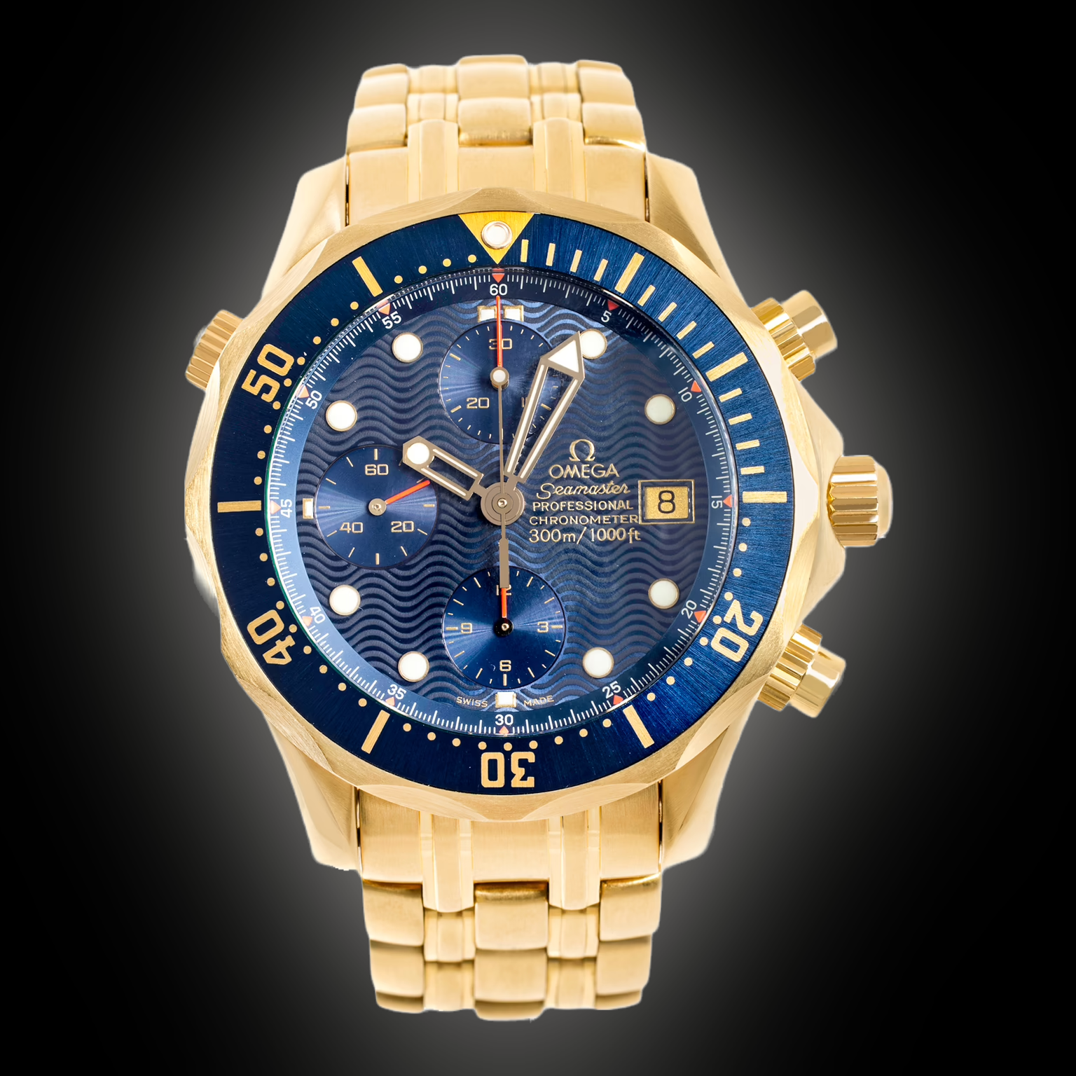 Omega Seamaster Diver 300M 2198.80 Blue Dial, Yellow Gold, 41.5 mm ...