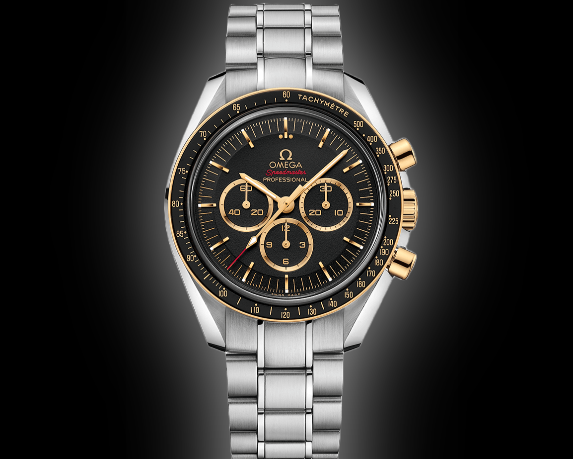 Omega Speedmaster Moonwatch Black Dial, Yellow Gold,