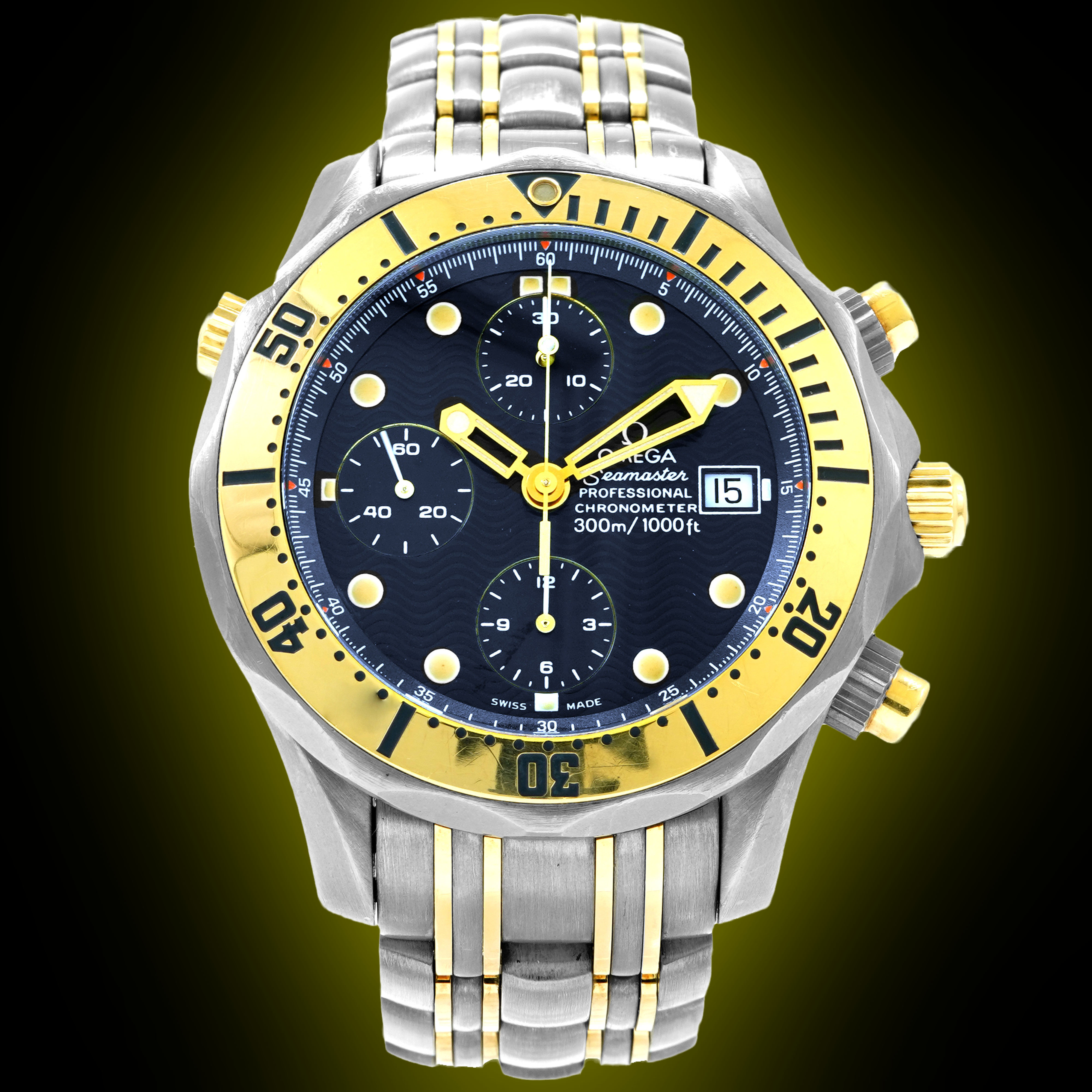 Omega Seamaster Diver 300M 2297.80 Blue Dial, Yellow Gold, 41.5 mm ...