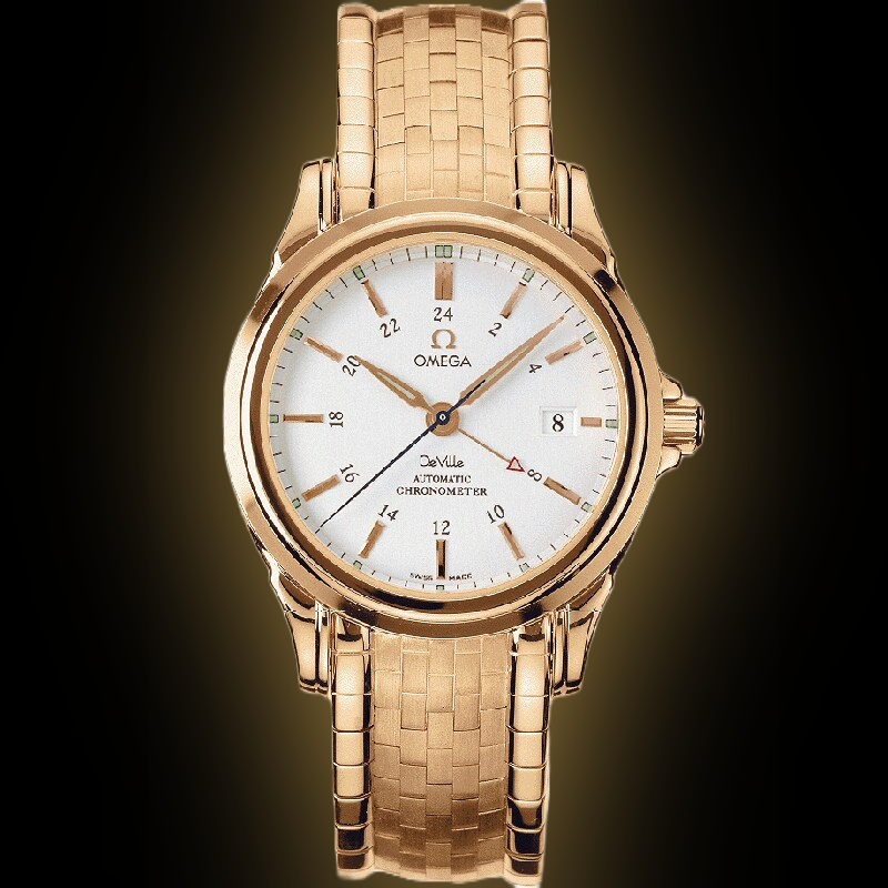 Omega De Ville 38.7 4133.30 Black Dial, Yellow Gold, Co-Axial, GMT