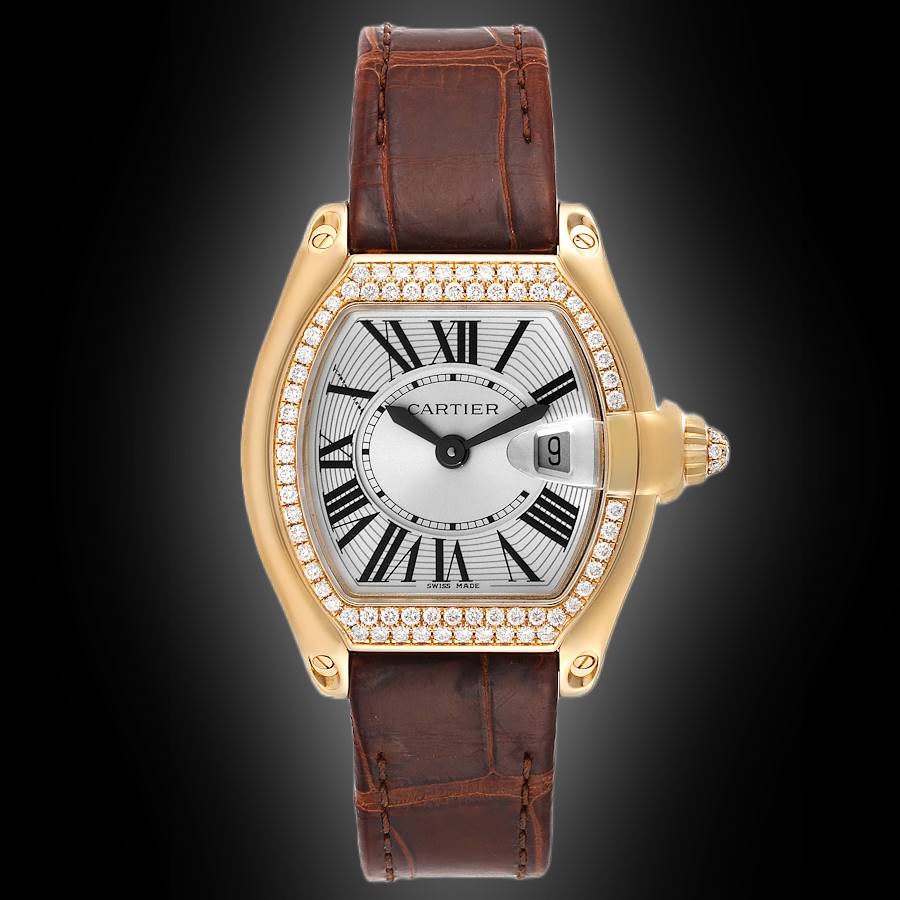 Cartier Roadster WE50 Silver Dial, 18kt Yellow Gold, 36.5 mm