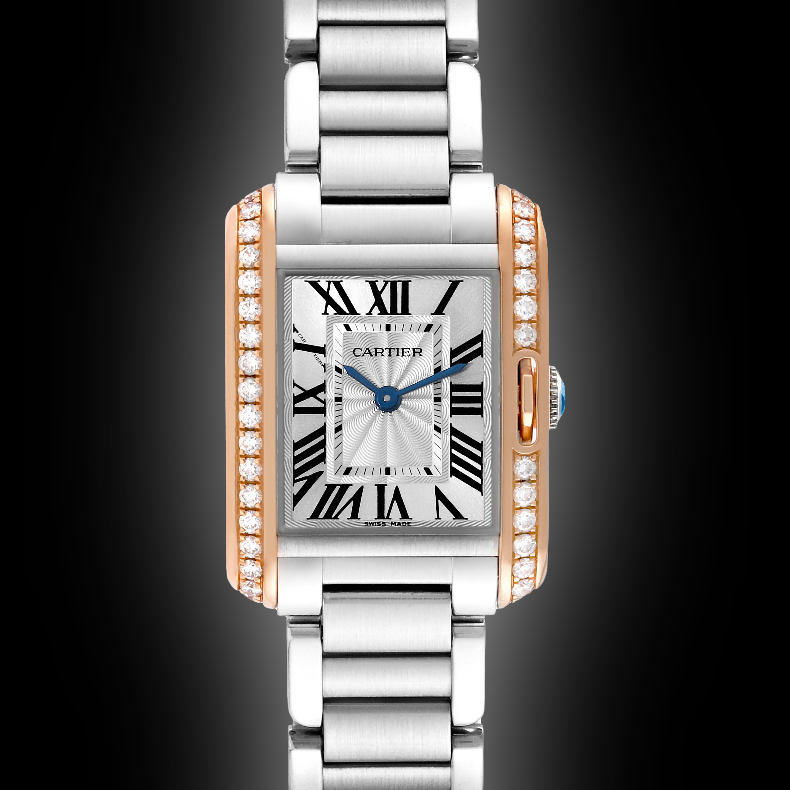 Cartier Tank Anglaise W3TA Silver Dial, 18K Rose Gold, mm
