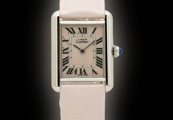 Cartier Tank 2416 Pink Dial, Silver, Quartz, Ladies Watch