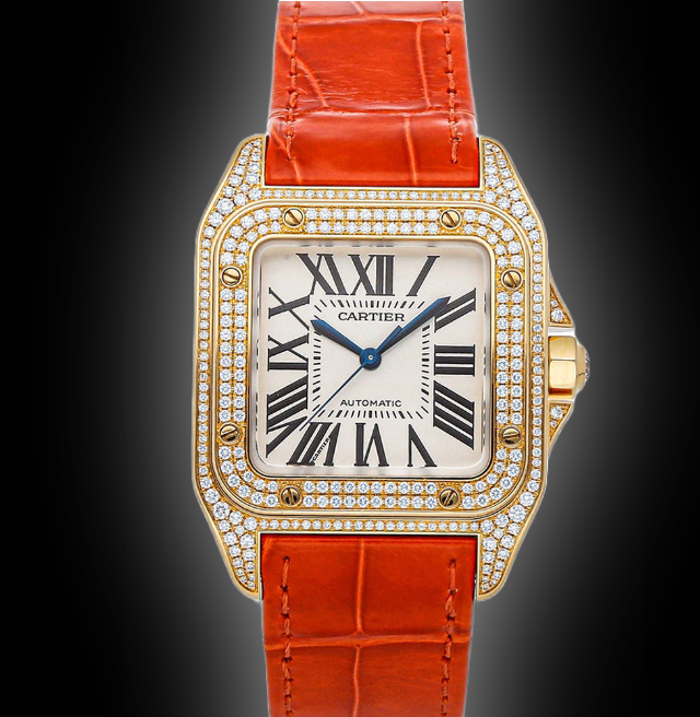 Cartier Santos 100 WM50 Silver Dial, 18kt Rose Gold, 44.2 mm, Self