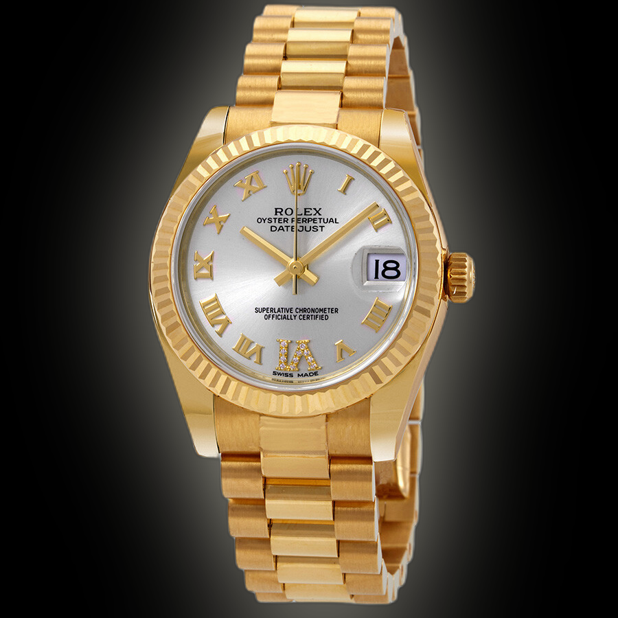Rolex Lady-Datejust 178278 Silver Dial, 18kt Yellow Gold, 31.0 mm, Self ...