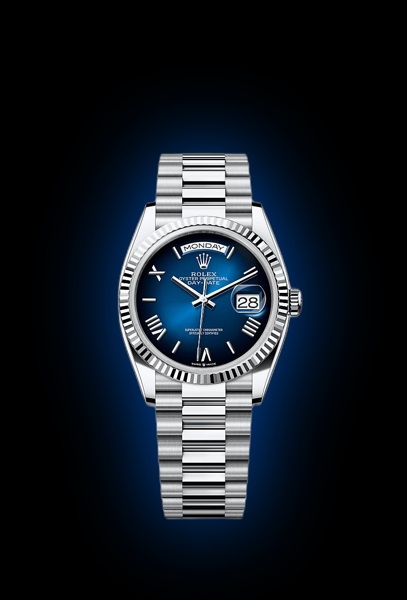 Rolex Day-Date 36 128236 Bright Blue Dial, Platinum, mm, Self