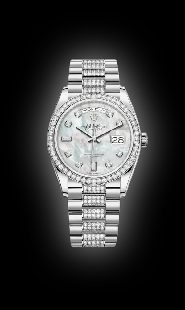 Rolex Day-Date 36 128349 Blue Dial, 18kt White Gold, 36.0 mm