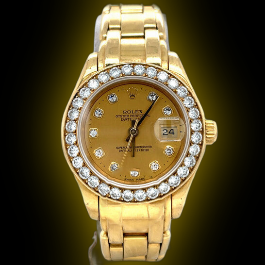 Rolex Lady-Datejust 69298 Champagne Diamond Dial, 18kt Yellow Gold