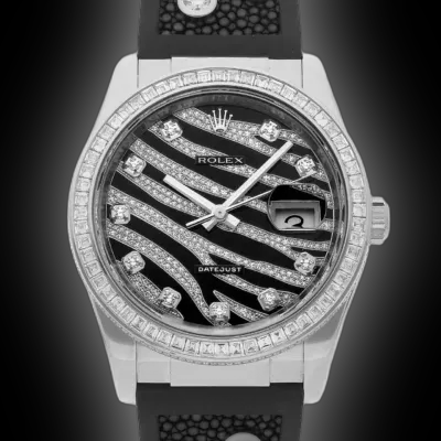 Rolex Datejust 116189 Black Dial, 18kt White Gold, Zebra Stripe