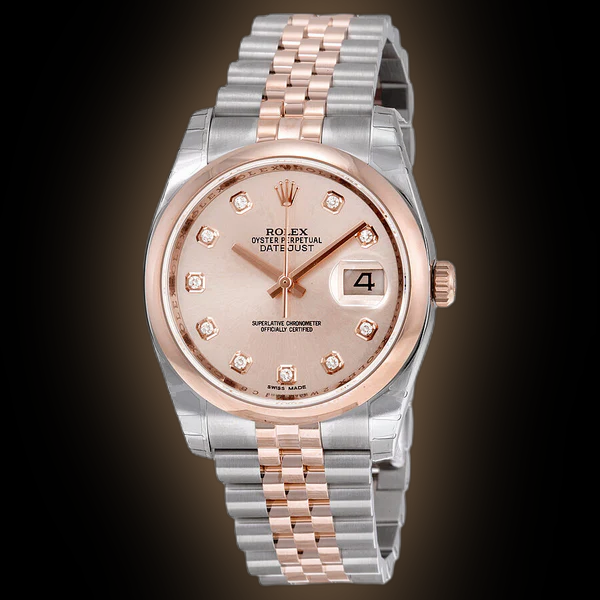 ゆう Rolex Datejust 36 116201 Black Dial, 18kt Everose Gold, 36.0