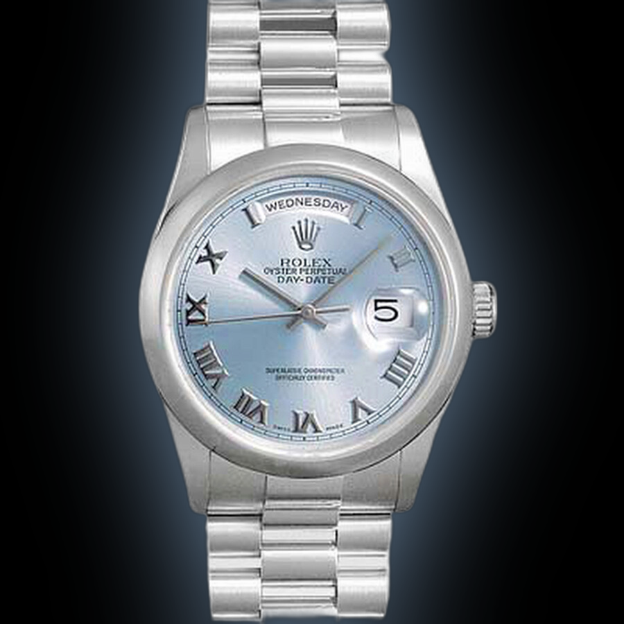 Rolex Day-Date 118206 Blue Dial, Platinum, President Bracelet