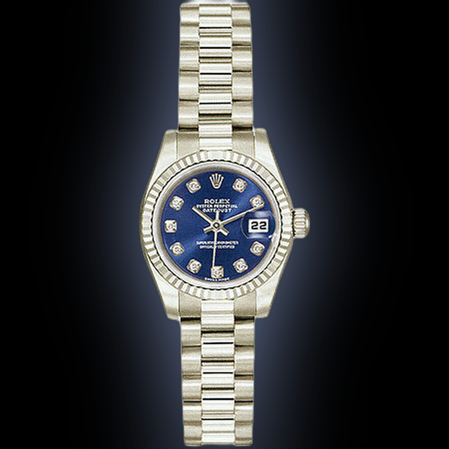 Rolex Lady-Datejust 26 179179 Blue Dial, 18k White Gold, mm