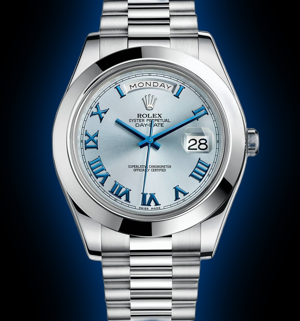 Rolex Day-Date II 218206 Blue Dial, Platinum, 41.0 mm, Roman