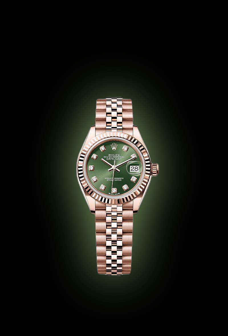 Rolex Lady-Datejust 28 279175 Olive Green Dial, 18 kt Everose Gold, 28. ...