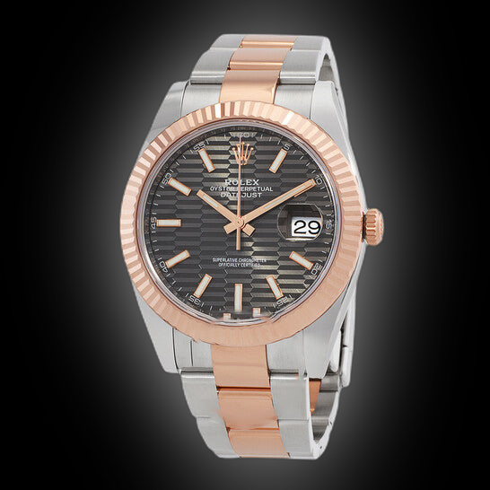 Rolex Datejust 41 126331 Grey Dial, Rose Gold, Fluted Motif