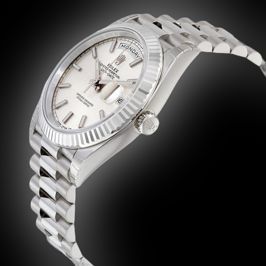 Rolex Day-Date 40 228239 Silver Dial, 18K White Gold, President