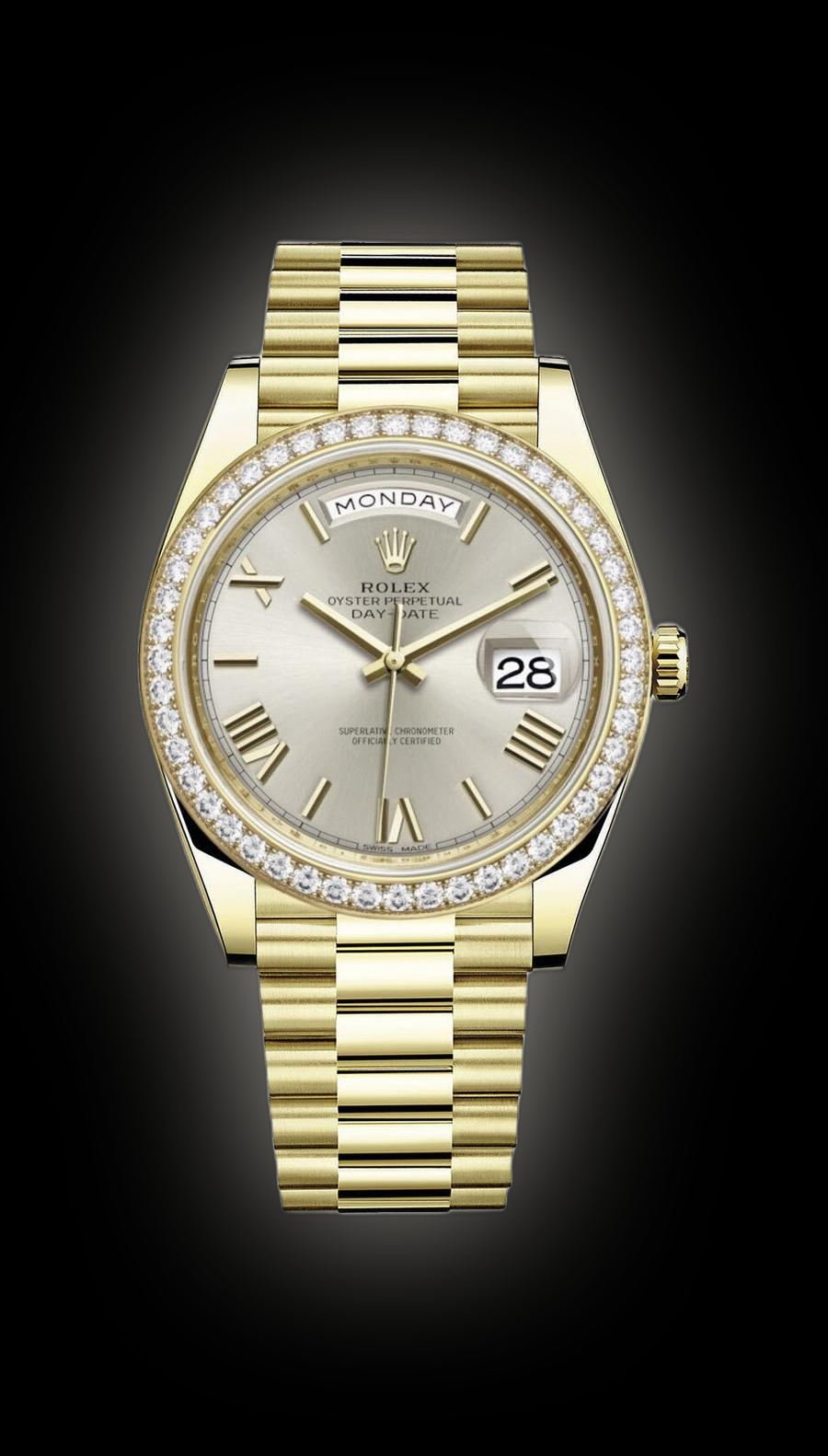 Rolex Day-Date 40 228348 Silver Dial, 18kt Yellow Gold, 40.0 mm, Men's ...
