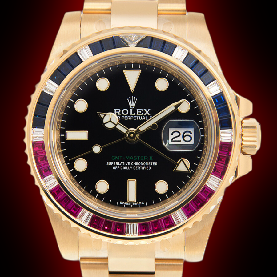 スカー　エンチャンテッド Rolex GMT-Master II 116748 Black Dial, 18k Yellow Gold, GMT