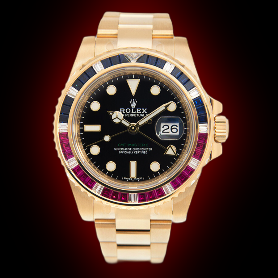 Rolex GMT-Master II 116748 Black Dial, 18k Yellow Gold, GMT