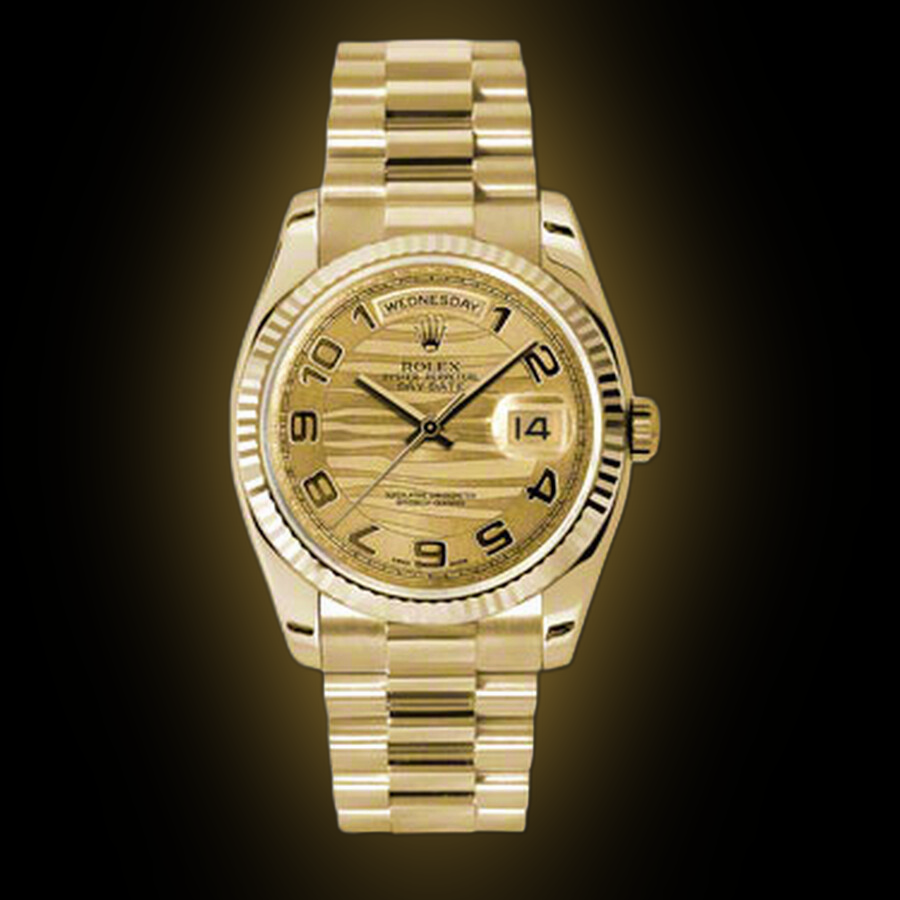 Rolex Day-Date 118238 Silver Dial, 18kt Yellow Gold, President
