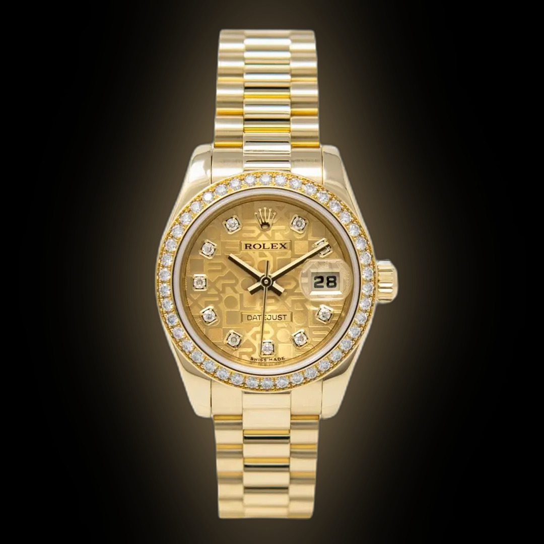 Rolex Lady-Datejust 26 179138 Champagne Jubilee Dial, 18kt Yellow Gold ...