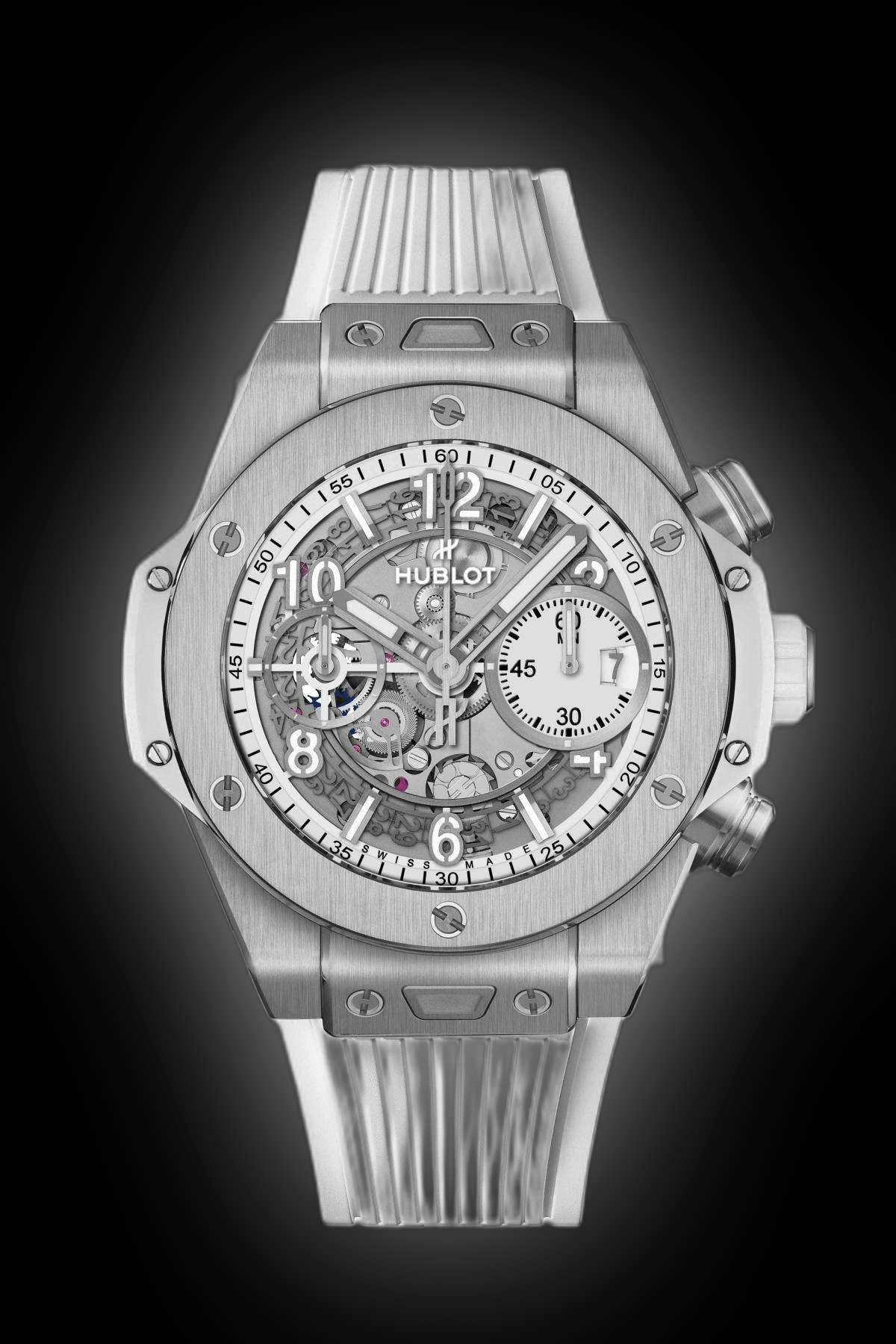 【正規品】HUBLOT用ホワイトラバーベルト42ミリ Hublot Big Bang 42mm Strap in White - Helvetus® Switzerland