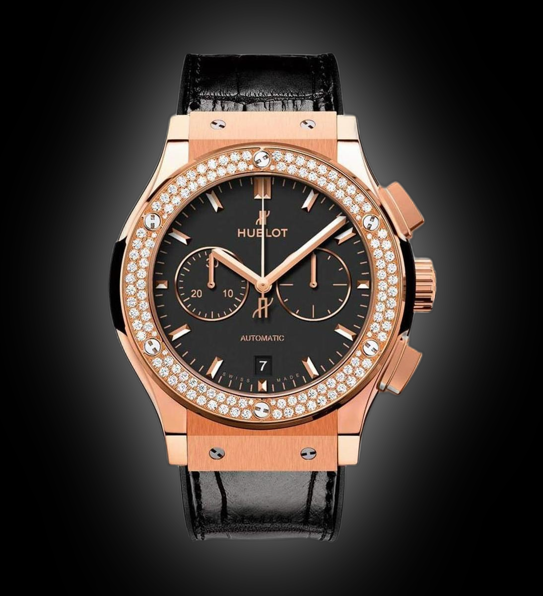 Hublot Classic Fusion 541.OX.1180.LR.1704 Black Dial, 18kt Rose