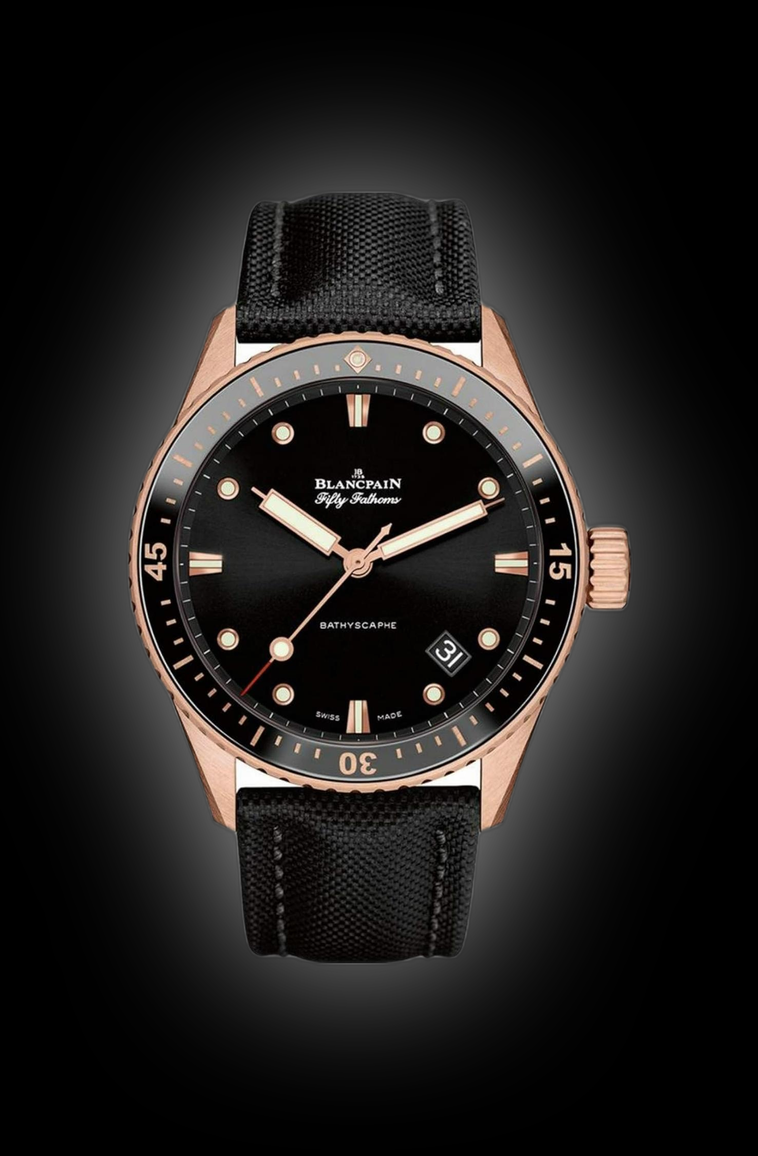 Blancpain Fifty Fathoms Bathyscaphe 5000 Black Dial, Sedna® Gold