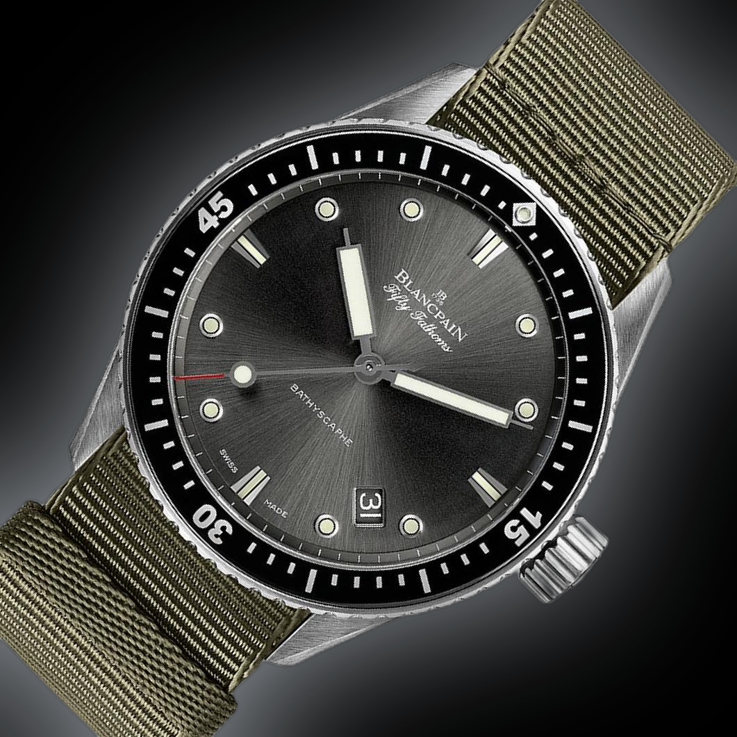 Blancpain Fifty Fathoms Bathyscaphe 5000 Grey Meteor Dial, Steel