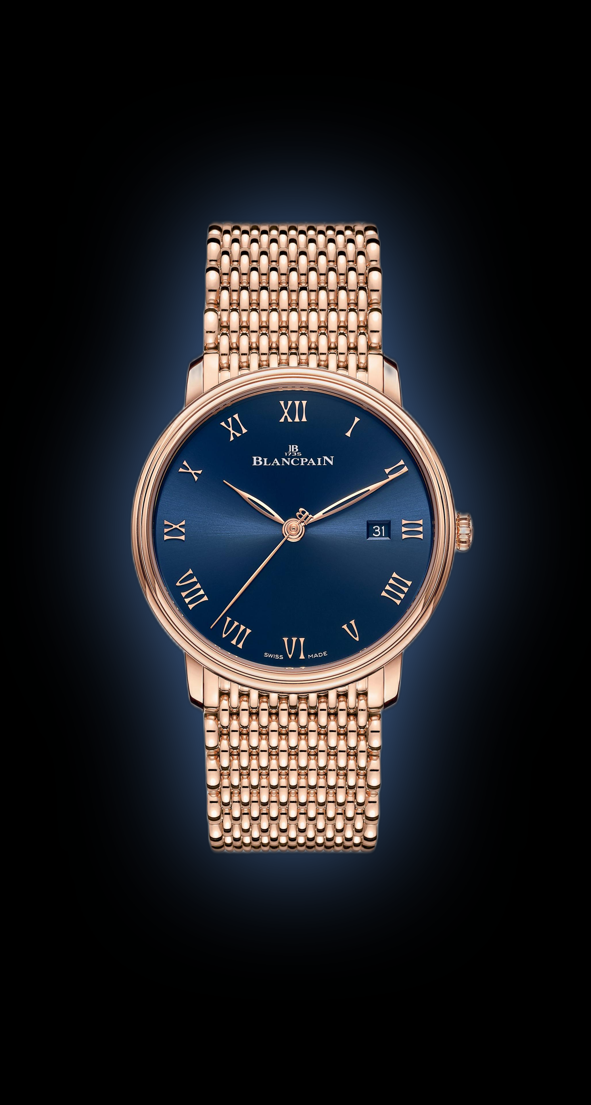 Blancpain Villeret Ultraplate 6651 Blue Dial, Red Gold, 40.0 mm, Metal