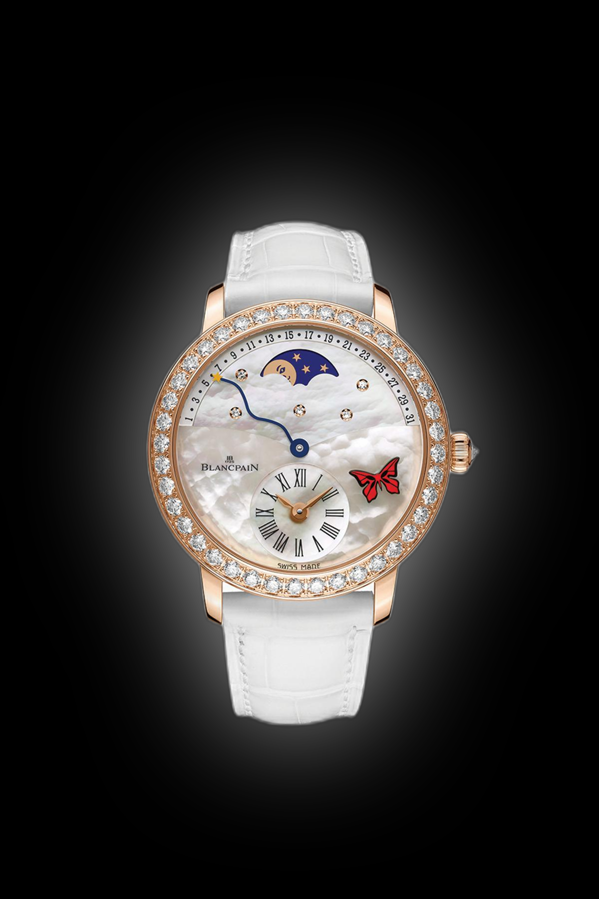 バティストゥータマリリンムーン Blancpain Ladybird 3653 White Mother-Of-Pearl Dial, Red Gold, 36.0