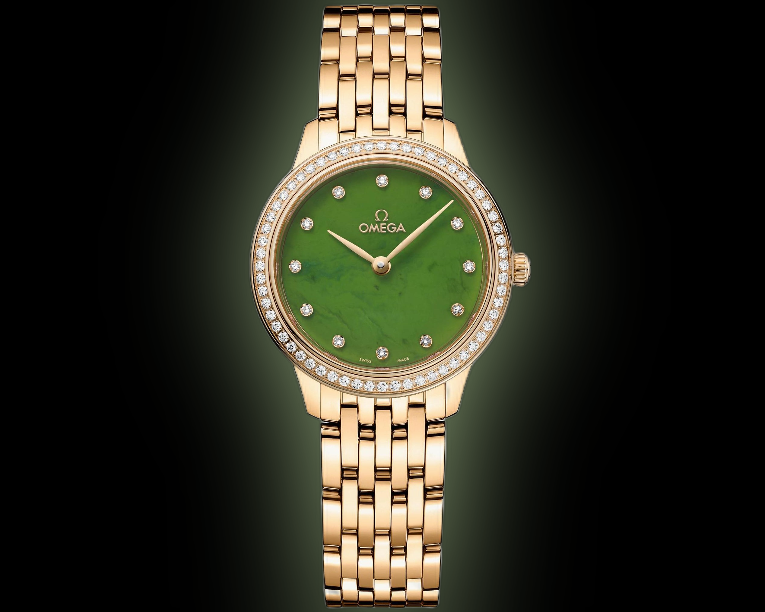 Omega De Ville Prestige 434.55 Green Jade Dial, 18K Yellow  display picture 1