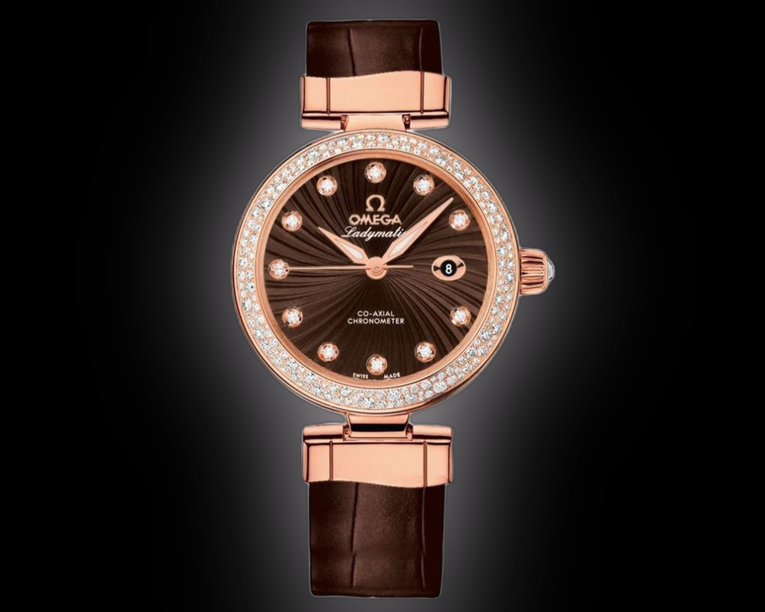 Omega De Ville Ladymatic 425.68 Brown Dial, Red Gold, 34.0 mm