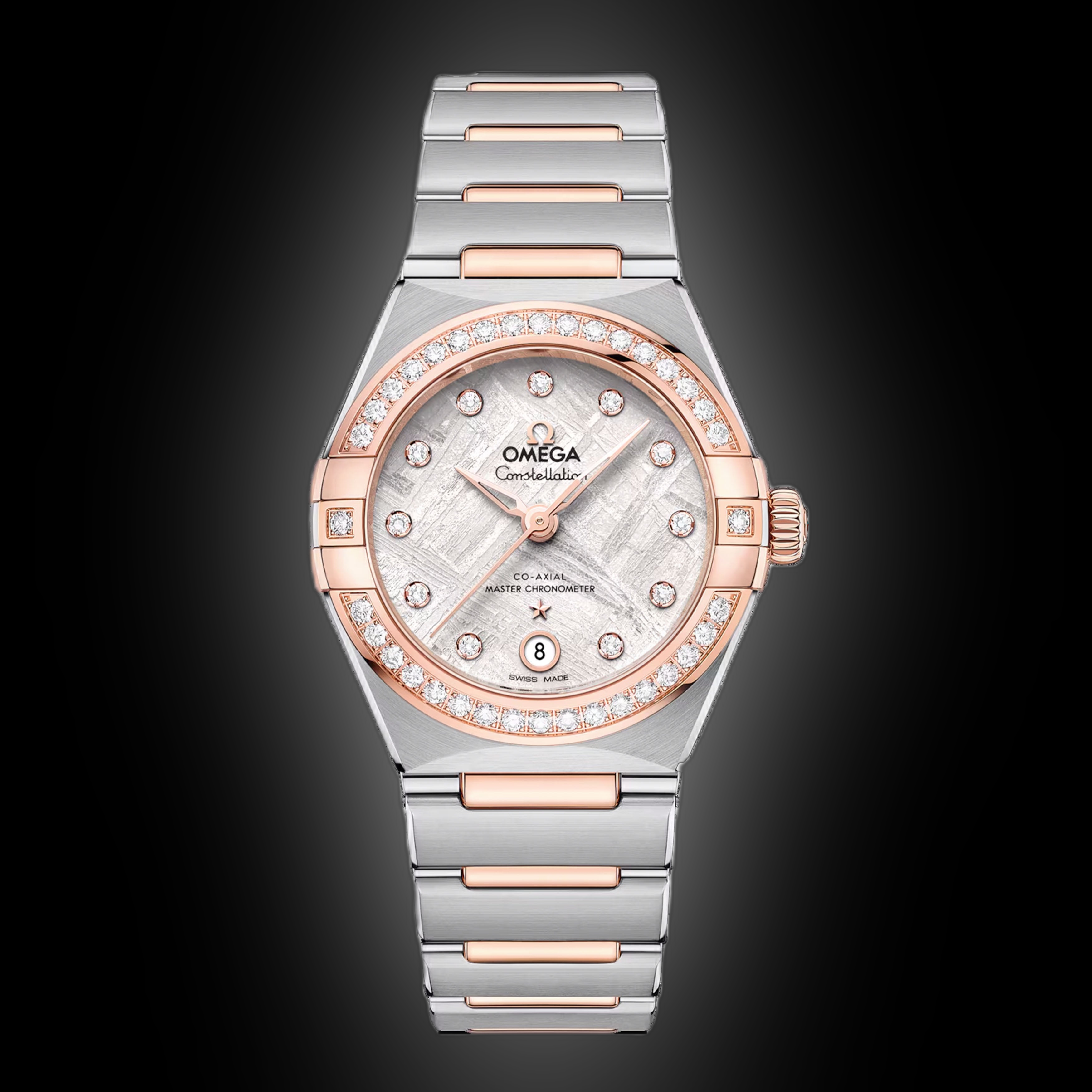 Stainless Steel Rose Gold Omega Ladies Watch Omega De Ville