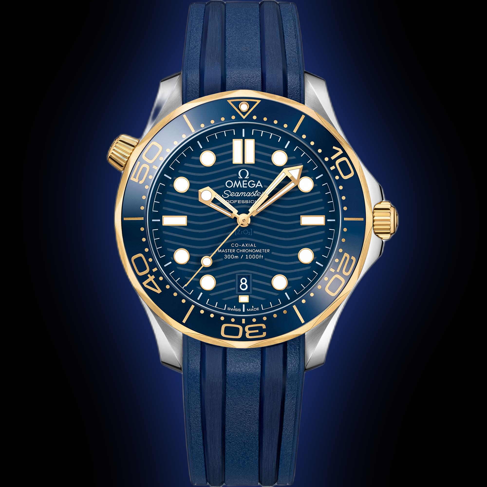 Omega Seamaster Diver 300M Blue Dial, 18K Sedna Gold,