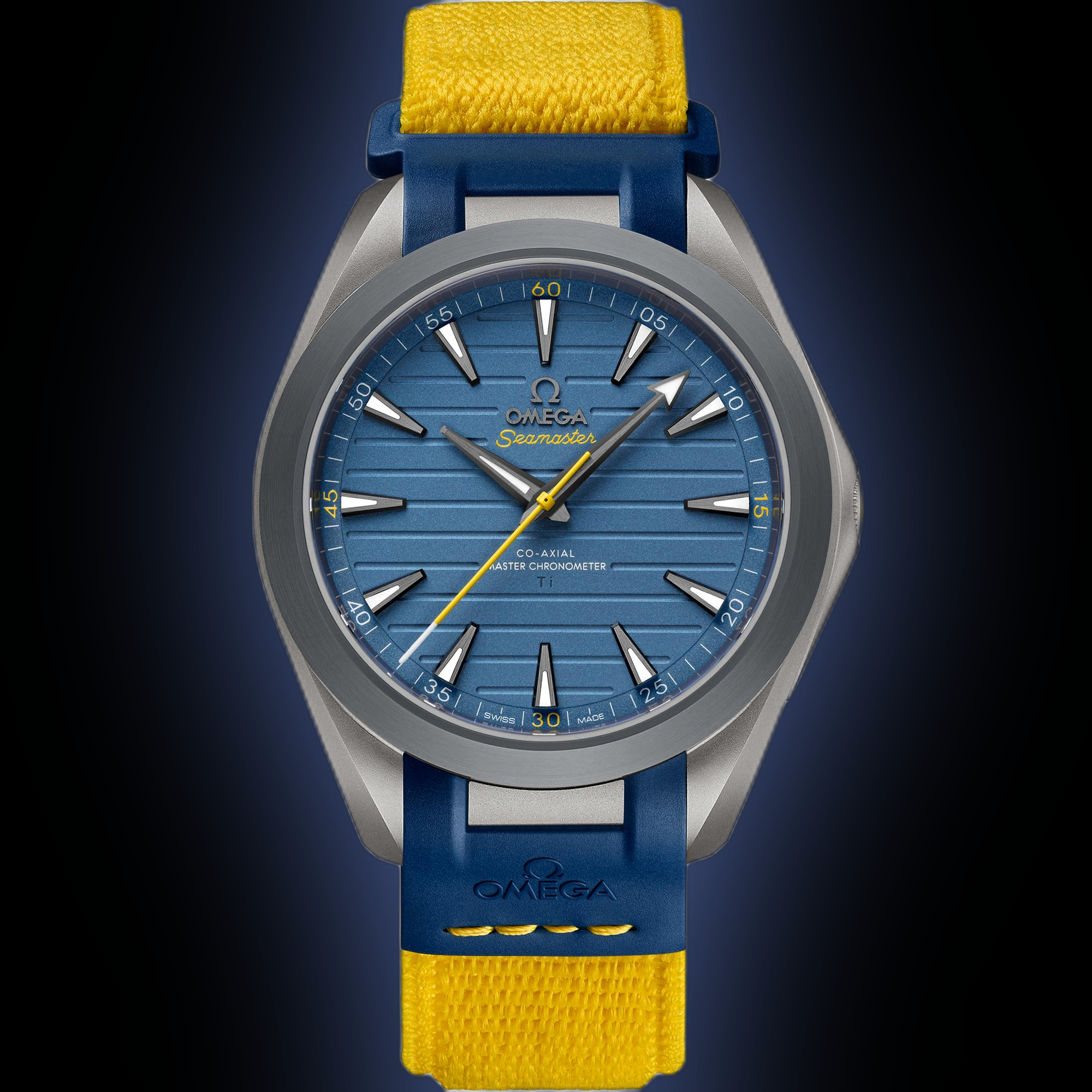 Omega Seamaster 20mm× 18mm BLUE Fabric Omega Seamaster Aqua Terra 150M 220.92 Blue Dial, Gamma Titanium