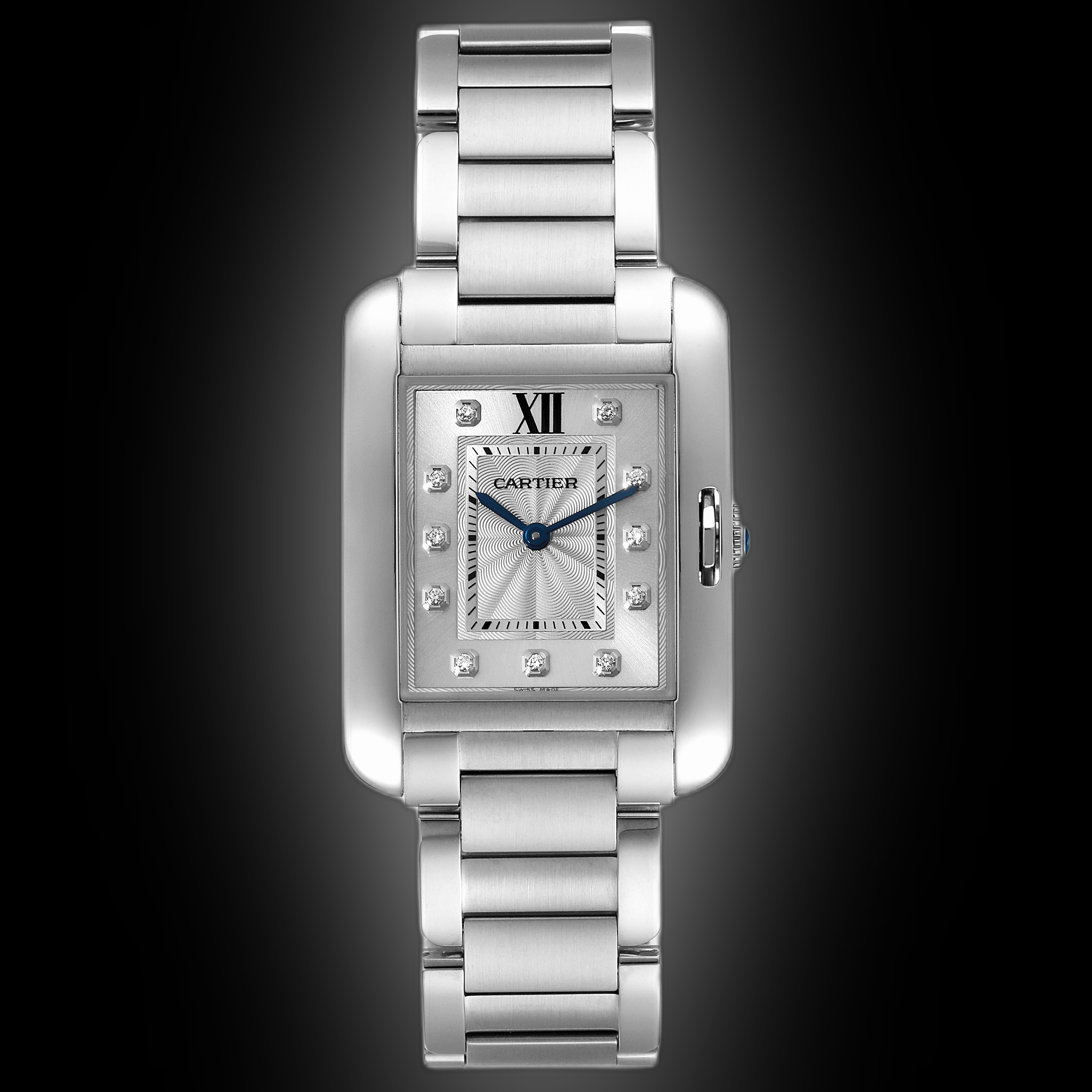 Cartier Tank Anglaise W4TA Silver Dial, Stainless Steel, Quartz