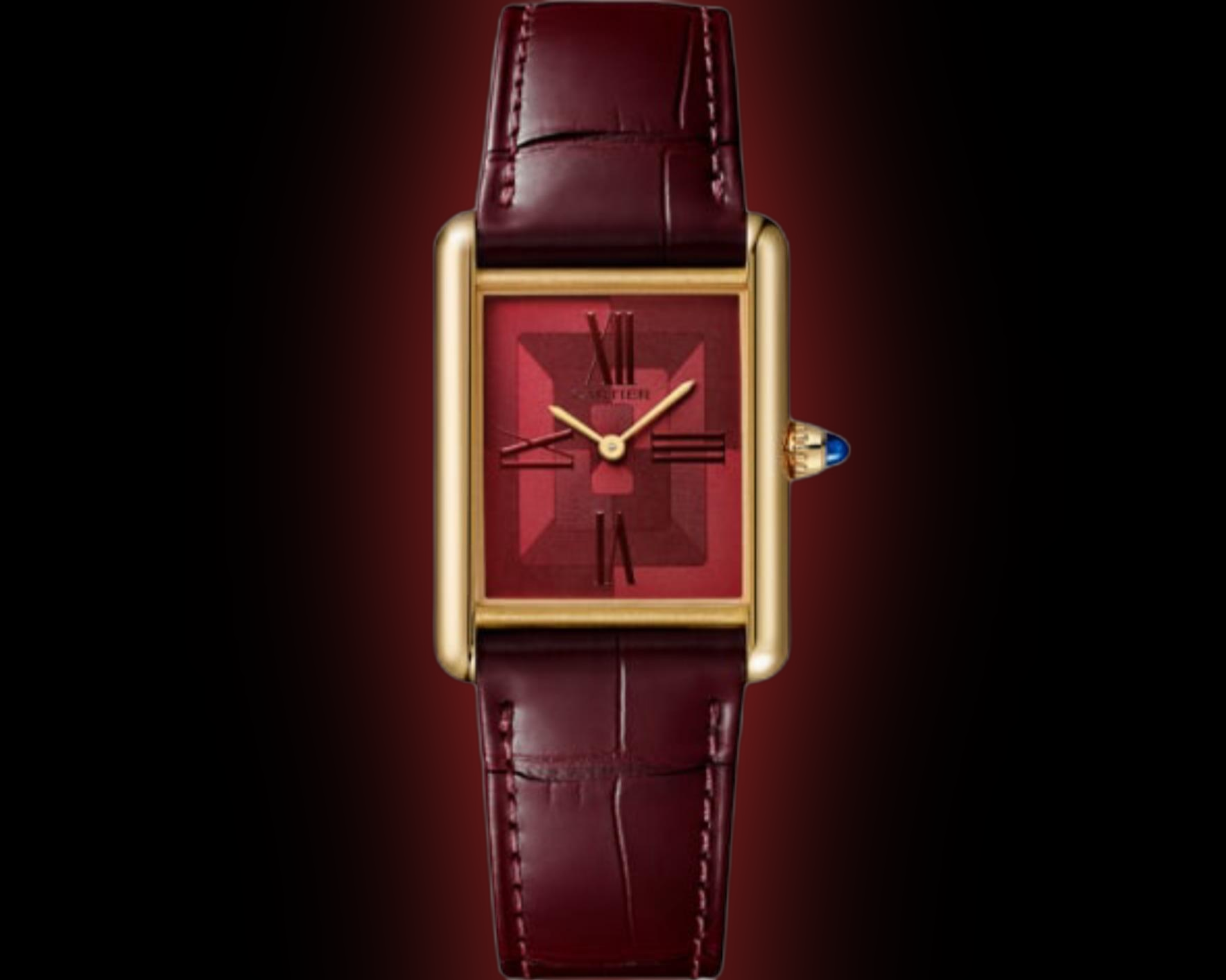 Cartier Tank Louis WGTA Red Dial, Yellow Gold, 25.5 mm, Manual Winding