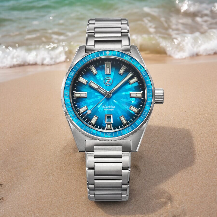 Zelos Blacktip 200 m Mother of Pearl, Teal Dial, Titanium, 41 mm