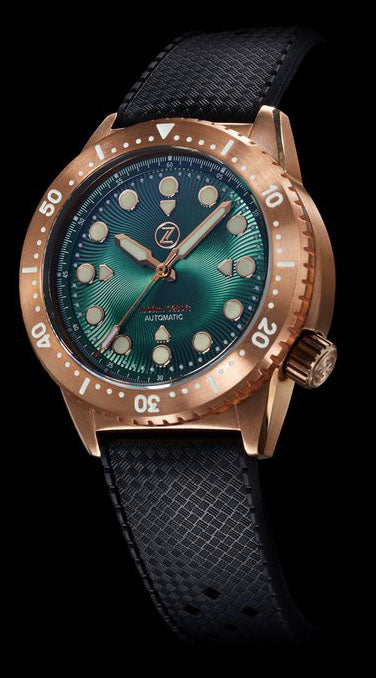 Zelos Great White 1000 m Ceramic, Emerald Green Dial, Stainless