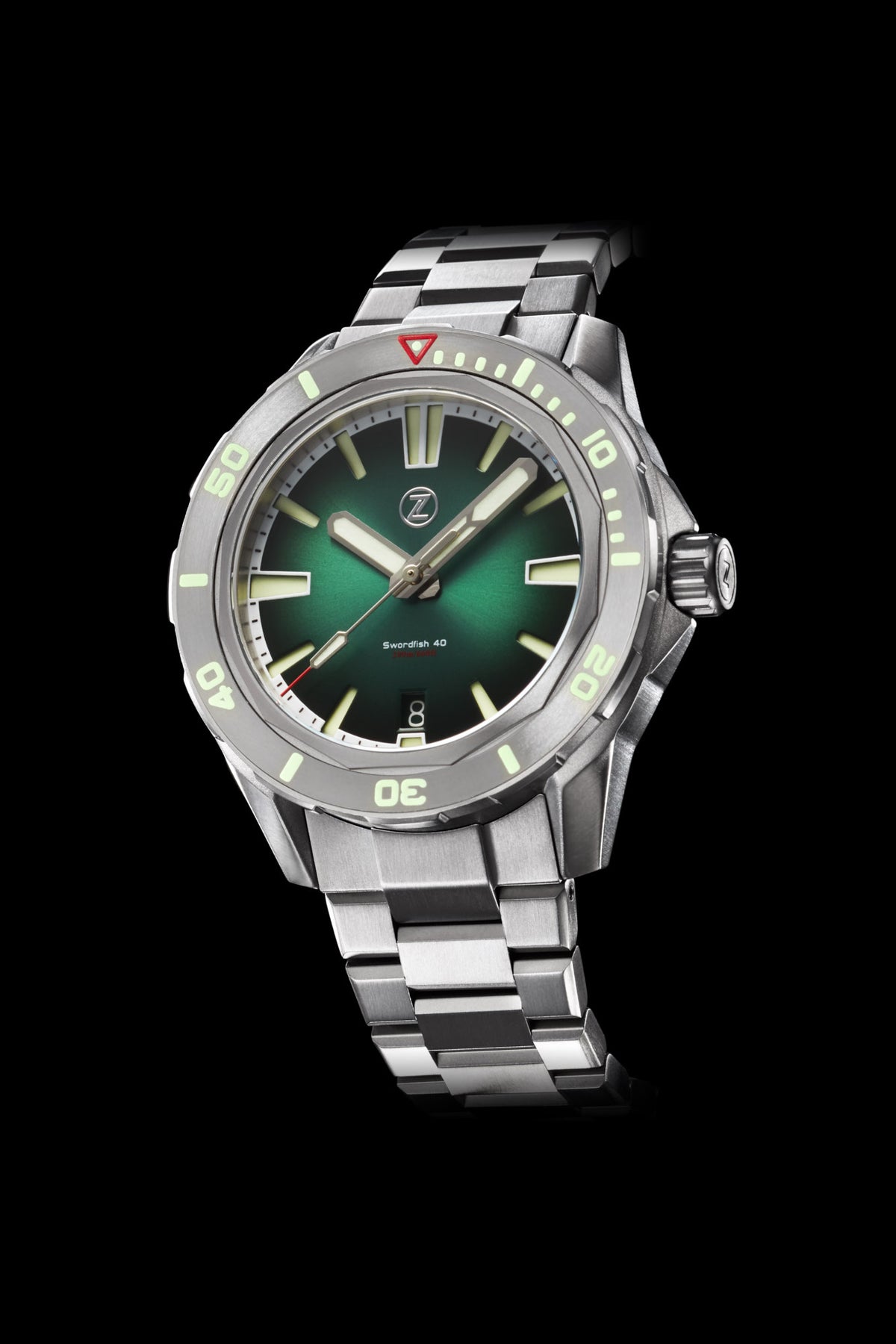 mille étés Zelos The Swordfish 40 mm Diver Ceramic, Emerald Geen Dial