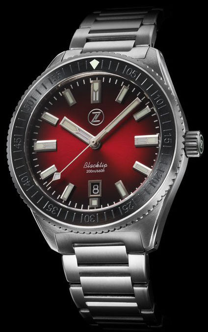 Zelos Blacktip 200 m Diver, Ceramic, Sapphire, 200 m, Crimson Red