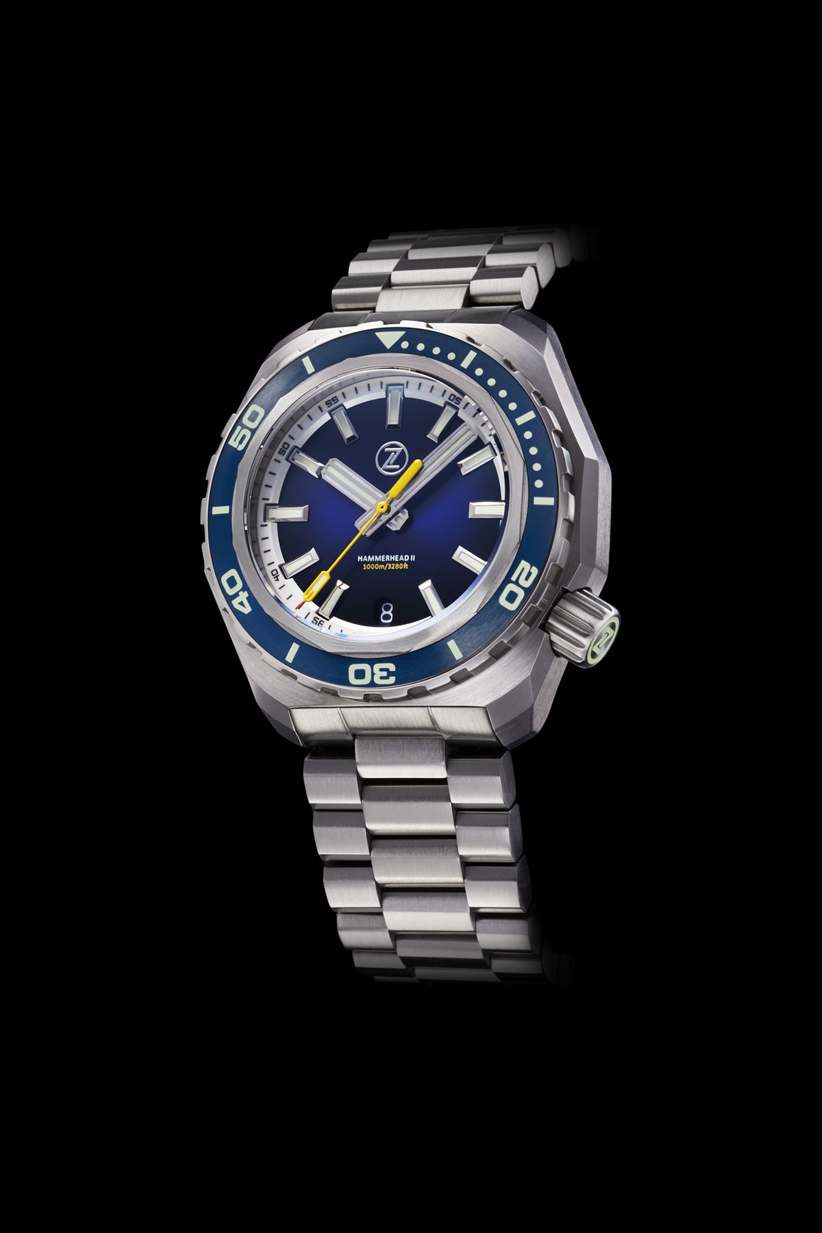 Zelos Hammerhead 2 1000 m Steel Rubber, Midnight Blue Dial